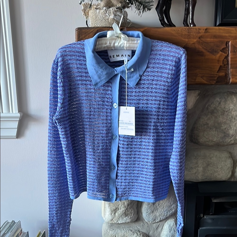 Remain Birger Christensen sparkle Blue Women's cardigan Sweater NWTS